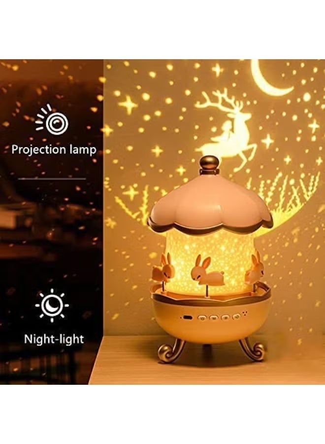 BLUMENIT Rabbit Star Projector Night Light for Kids – 6 Film Rotating Galaxy & Starry Sky Projector, USB Rechargeable, 5 Color Changing LED Baby Night Light for Bedroom, Girls, Boys – Cute Gift for Christmas, Birthday - Image 4